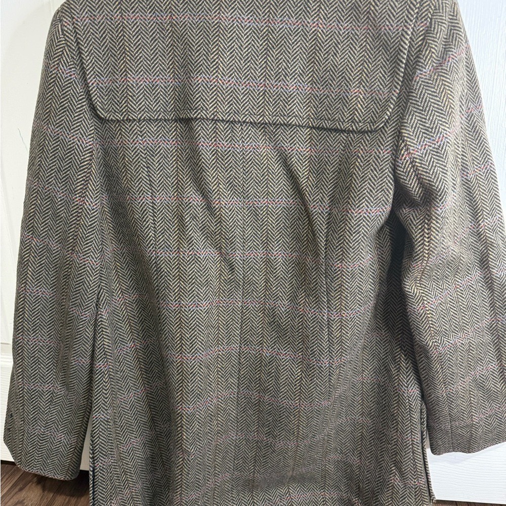 Anne Klein Wool Toggle Coat Women's 8 Herringbone Plaid Lined Winter - Picture 2 of 6